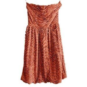 ZARA | Strapless Mini Dress Ruffle Pink Sz S